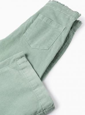 Широкие брюки для девочки из вельвета, зеленый – фото 6