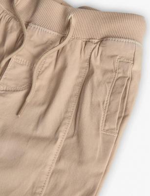 Детские однотонные брюки с эластичным поясом, бежевый – фото 5