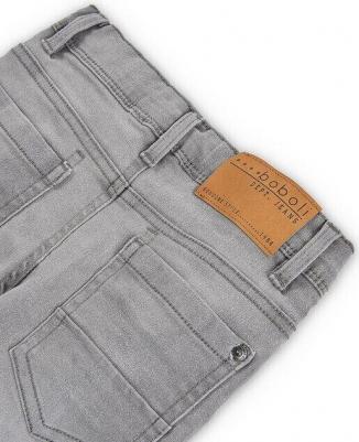 Джинсы для мальчика с застежкой на пуговицы и карманами, серый – фото 1