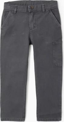 Детские брюки из саржи с накладными карманами, темно-серый – фото 3