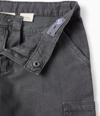 Детские брюки из саржи с накладными карманами, темно-серый – фото 5