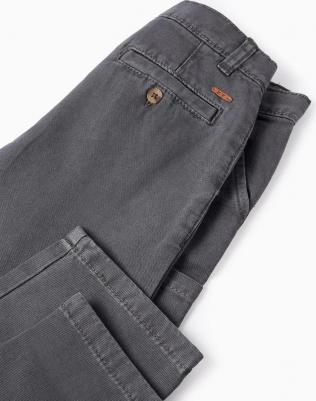 Детские брюки из саржи с накладными карманами, темно-серый – фото 7