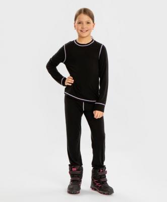 Комплект термобелья из джемпера и брюк черный детский, 128, 224BBGA9601