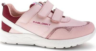 Детские текстильные кожаные кроссовки с липучкой, розовый