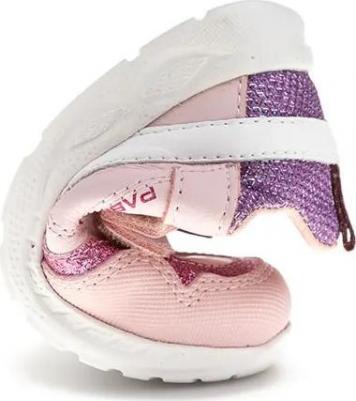 Детские текстильные кожаные кроссовки с липучкой, розовый – фото 6