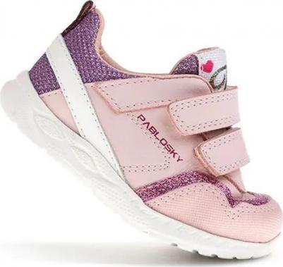 Детские текстильные кожаные кроссовки с липучкой, розовый – фото 8