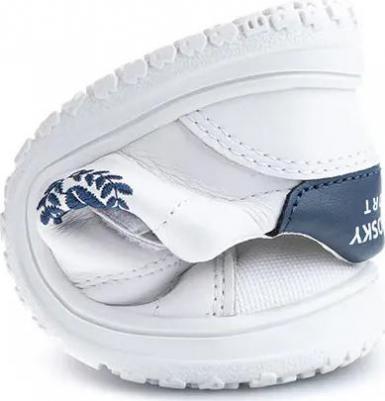 Низкие детские кожаные кеды с двойной застежкой-липучкой, белый – фото 5