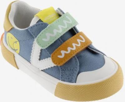 Детские разноцветные текстильные кеды с принтом на липучках, бежевый – фото 5