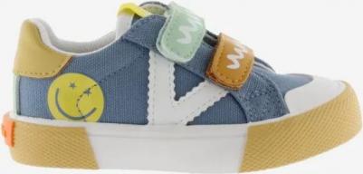 Детские разноцветные текстильные кеды с принтом на липучках, бежевый – фото 9