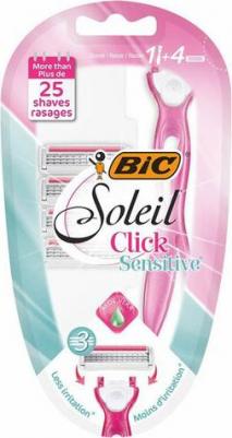 Сменные кассеты для бритвы 3 подвижных лезвия, Click 3 Soleil Sensitive, уп. 4 шт – фото 6