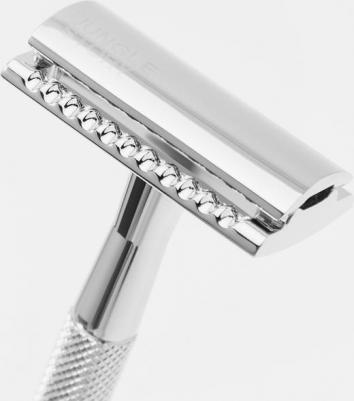 Безопасный бритвенный Т- образный станок унисекс Хромированная сталь в подарочной упаковке на магните + 5 лезвий комплект – фото 1