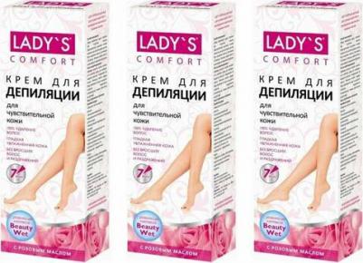 Крем для депиляции Ladys для чувствительной кожи с розовым маслом, 100 мл, 3 шт – фото 1