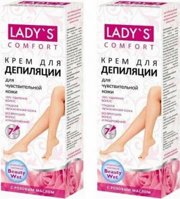 Крем для депиляции Ladys для чувствительной кожи с розовым маслом, 100 мл, 3 шт