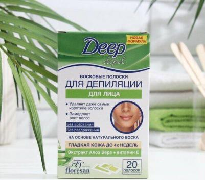 Восковые полоски Deep Depil для лица c алое вера