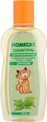 HOMECAT 220 мл шампунь для кошек антипаразитарный от блох и клещей с гераниолом и крапивой – фото 2