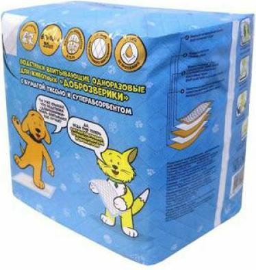 Подстилки для животных Доброзверики впит.однораз. с бумагой тиссью и суперабс. 60х60см, 20шт – фото 13