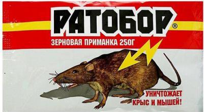 Приманка для уничтожения крыс и мышей "Ратобор", зерно, 250 грамм