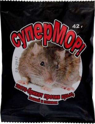 Приманка мышей, полевок, а также серых крыс "Супермор", пелетты, 42 грамма