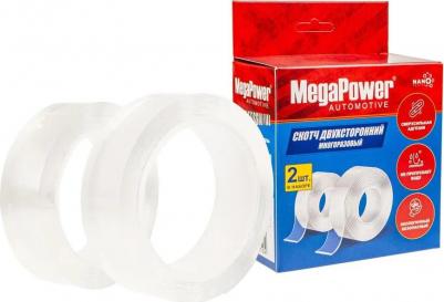 Лента двухсторонняя NANO набор 2 шт., многоразовый, сверхсильный, прозрачный/армированный EW-105