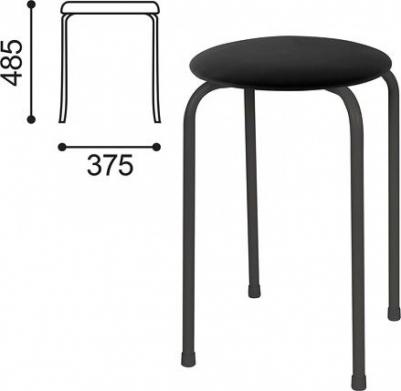Табурет рс01-т011в, черный каркас, кожзам черный, рс01-т011в-201- (1508699533) – фото 2