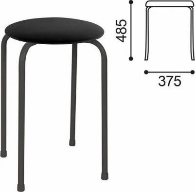 Табурет рс01-т011в, черный каркас, кожзам черный, рс01-т011в-201- (1508699533)