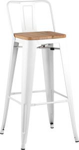 Барный стул Stool Group TOLIX со спинкой белый глянцевый+светлое дерево YD-H765E-W LG-02 (1524566189)