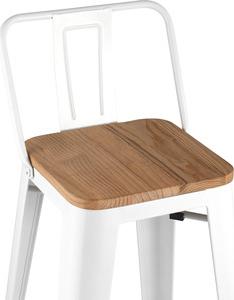 Барный стул Stool Group TOLIX со спинкой белый глянцевый+светлое дерево YD-H765E-W LG-02 (1524566189) – фото 1