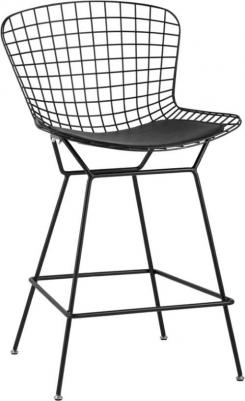 Стул полубарный с низкой спинкой Stool Group Bertoia черный с черной подушкой (1375965676) – фото 1