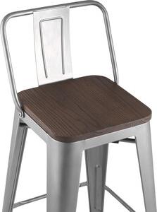 Стул полубарный со спинкой Stool Group Tolix серебристый матовый + темное дерево (1434711194) – фото 1