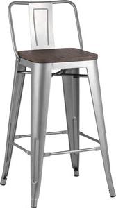 Стул полубарный со спинкой Stool Group Tolix серебристый матовый + темное дерево (1434711194)