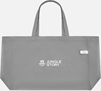 Сумка большая плотная хлопковая серая с плоским дном Big Thick Biege Cotton Bag with bottom with pocket 1 шт