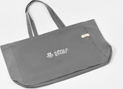 Сумка большая плотная хлопковая серая с плоским дном Big Thick Biege Cotton Bag with bottom with pocket 1 шт – фото 4