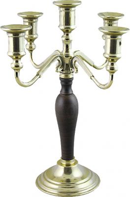 Канделябр на 5 свечей с деревянной вставкой на основании KSVA-AL-80-385