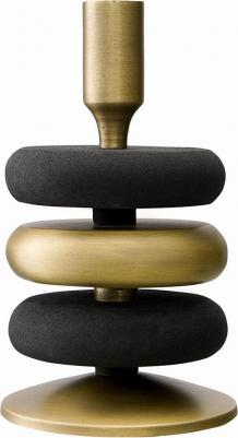 Подсвечник stone, 20 см, черный/античная латунь – фото 1