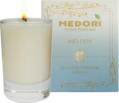 Свеча ароматическая для дома MELODY парфюмированная, декоративная с запахом в стеклянном стакане, из соевого воска для украшения интерьера – фото 1