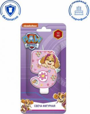 Свеча для торта Щенячий патруль, цифра 5, 292943, цифра 5, розовый – фото 2