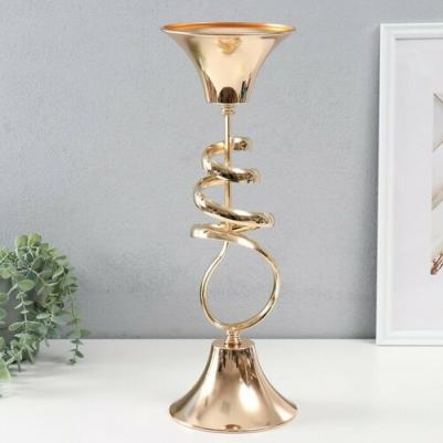 Подсвечник металл на 1 свечу d=3.5 см "Максима" золото 15х15х44.5 см