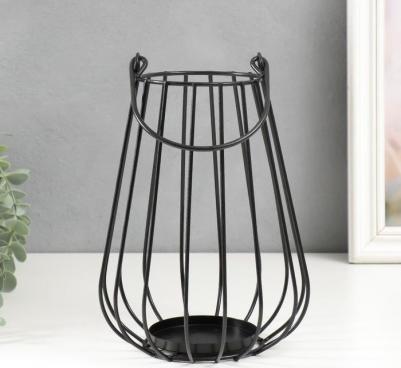 Подсвечник металл на 1 свечу "Лофт. Вазон" чёрный 22х15х15 см 7867547 – фото 3