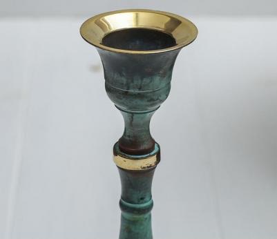 Подсвечник под старину "Надежда" латунь 7,5х7,5х17 см 3403986 – фото 3
