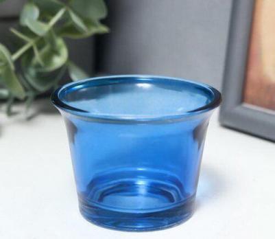 Подсвечник стекло на 1 свечу "Глянец" синий 4.7х6.2х6.2 см