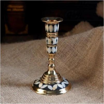 Подсвечник "Зебра" латунь, перламутр 8х8х14 см 4211352