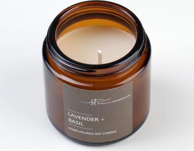 Свеча ароматизированная в стеклянной банке Fragrance Lavender Basil коричневая 90 г – фото 4