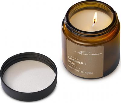Свеча ароматизированная в стеклянной банке Fragrance Lavender Basil коричневая 90 г – фото 11