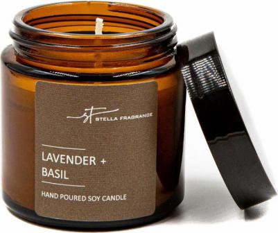 Свеча ароматизированная в стеклянной банке Fragrance Lavender Basil коричневая 90 г – фото 16