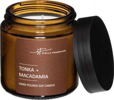 Свеча ароматизированная в стеклянной банке Fragrance Tonka Macadamia коричневая 6 см – фото 2