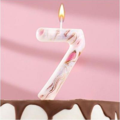 Свеча в торт "Белый мрамор", цифра "7", гигант, 12.5 см – фото 4