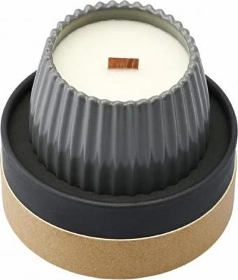 Свеча ароматическая с деревянным фитилем Edge Green Tea & Pear Blossom 8x8,5см серая – фото 3