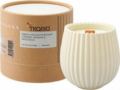 Свеча ароматическая с деревянным фитилём Cypress Jasmine & Patchouli из коллекции Edge бежевый 60 ч TK23-ARO0057
