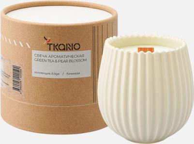 Свеча ароматическая с деревянным фитилём Green tea & Pear blossom из коллекции Edge бежевый 60 ч TK23-ARO0050