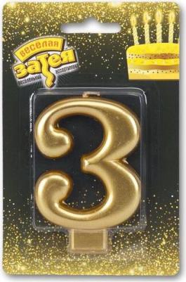 Свеча-цифра 2 Золотая 8см – фото 1